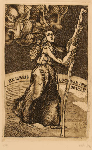 Exlibris by Augustinas Virgilijus Burba from Lithuania for Luc van den Briele - Woman 