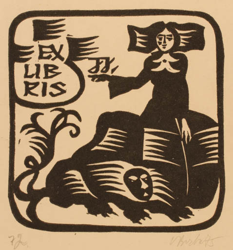 Exlibris by Augustinas Virgilijus Burba from Lithuania for ? J. J. - Fauna Woman 