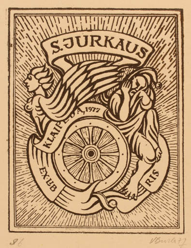 Exlibris by Augustinas Virgilijus Burba from Lithuania for S. Jurkaus - 