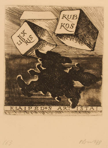 Exlibris by Augustinas Virgilijus Burba from Lithuania for Klaipedos Artistai - 