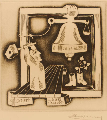 Exlibris by Alfonsas Cepaukas from Lithuania for J. L. Beilinsono - 