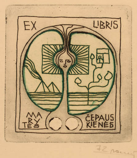 Exlibris by Alfonsas Cepaukas from Lithuania for Marytes Cepauskienes - 