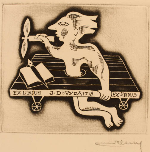 Exlibris by Alfonsas Cepaukas from Lithuania for J. Dovypaitis - 