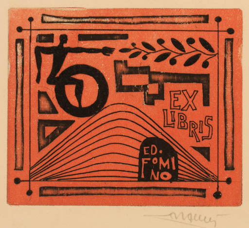 Exlibris by Alfonsas Cepaukas from Lithuania for Ed. Fomino - Abstract 