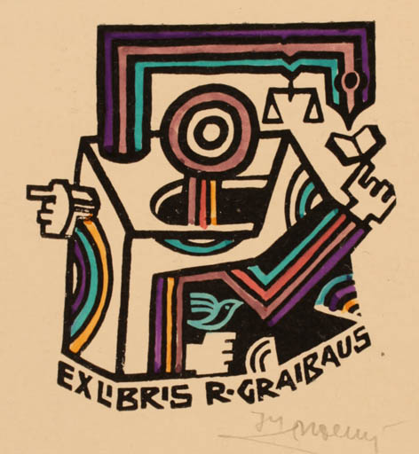 Exlibris by Alfonsas Cepaukas from Lithuania for R. Graibaus - Abstract 