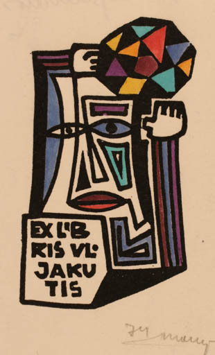 Exlibris by Alfonsas Cepaukas from Lithuania for Vl. Jakutis - Abstract 