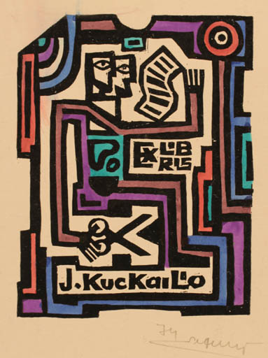 Exlibris by Alfonsas Cepaukas from Lithuania for J. Kuc Kailio - Abstract 