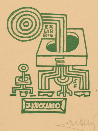 Exlibris by Alfonsas Cepaukas from Lithuania for J. Kuckakalio - Abstract 