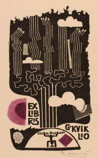 Exlibris by Alfonsas Cepaukas from Lithuania for G. Kviklio - Abstract 