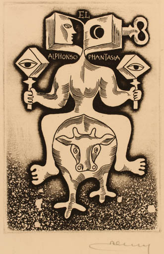 Exlibris by Alfonsas Cepaukas from Lithuania for Aalphonso Phantasia - 