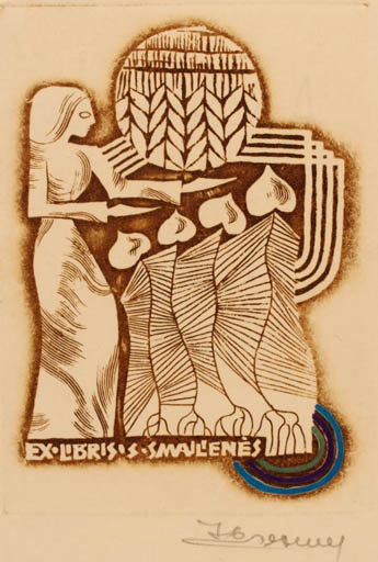 Exlibris by Alfonsas Cepaukas from Lithuania for ? Smajlienes. S - Woman 