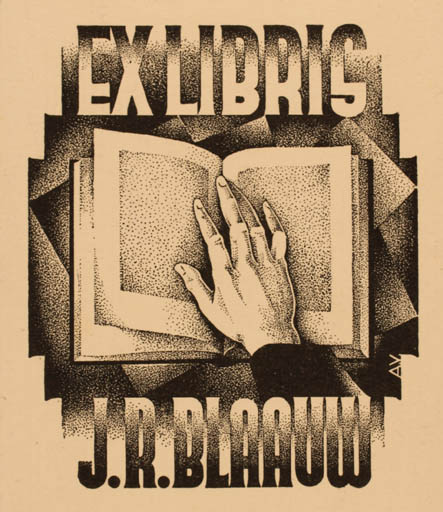 Exlibris by Adrianus Visser from Netherland for J. R. Blaauw - Book Hand(s) 