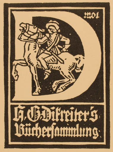 Exlibris by ? Unbekannt from Germany for H. G. Dikreiter - Horseman/Rider 