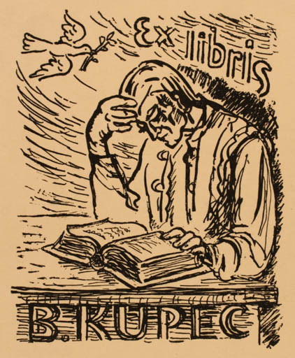 Exlibris by ? Unbekannt from Czech Republic for B. Kupec - Book Man 