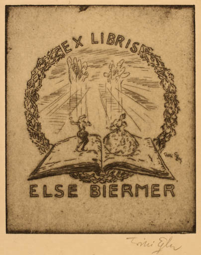 Exlibris by Toni Eyler from Germany for Else Biermer - Book Theater/Cirkus 