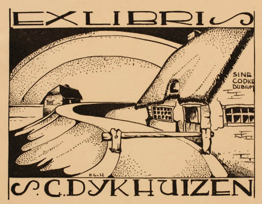 Exlibris by Engelbert Gijsbrecht Heusden from Netherland for C. Dykhuizen - Architecture 