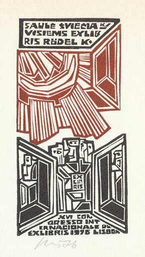 Exlibris by Vincas Kisarauskas from Lithuania for Klaus Rödel - Abstract Exlibris Congress 