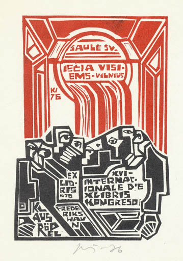 Exlibris by Vincas Kisarauskas from Lithuania for Klaus Rödel - Abstract Exlibris Congress 