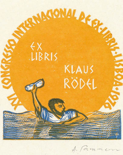 Exlibris by Aadu Tammsaar from Estonia for Klaus Rödel - Exlibris Congress Maritime Sun 