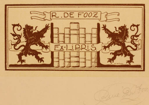 Exlibris by Rene de Fooz from France for Rene de Fooz - Book Fauna 