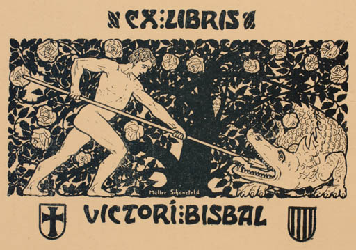 Exlibris by Müller Schönefeld from Germany for Victori Bisbal - Fauna 