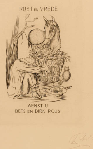 Exlibris by Dirk Rous from Netherland for Bets en Dirk Rous - Horse 
