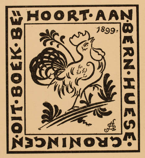 Exlibris by August H. Sassen from Netherland for Bern Huese - Bird 
