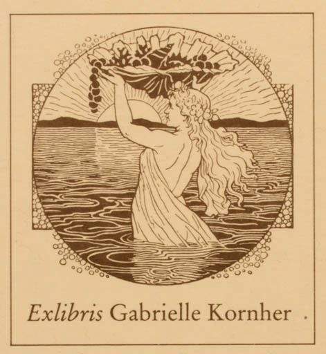 Exlibris by Margarete Driesch-Reifferscheidt from Germany for Gabriele Kornher - Jugend Woman Maritime Sun 