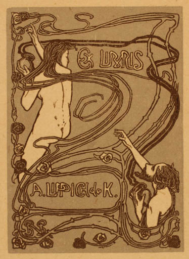 Exlibris by Gustav Morelli from Hungary for A.+ K. Lippich - Jugend Couple 