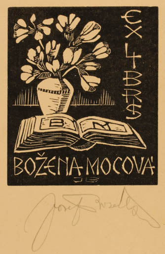 Exlibris by ? J.B. from Czech Republic for Bozena Mocova - Book Flora 