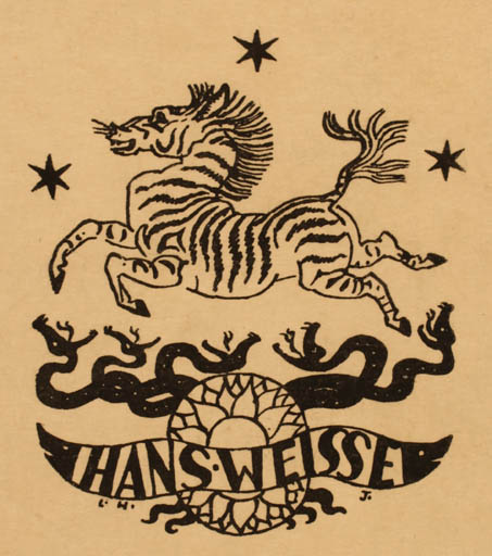 Exlibris by ? L.H.J from Germany for Hans Weisse - Fauna 