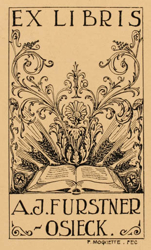 Exlibris by F. Moquiette from France for A. J. Furstner-Osieck - Book Flora 