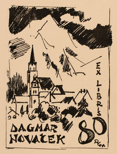 Exlibris by György Ruiszt from Hungary for Dagmar Novacek - Mountain City 