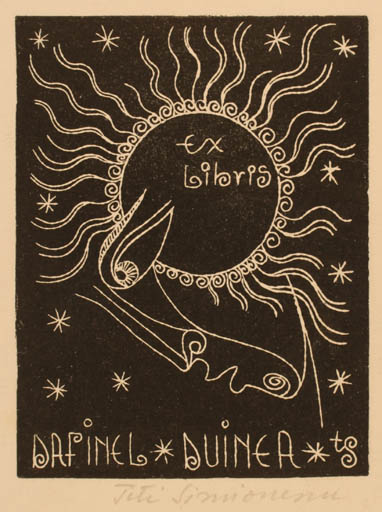 Exlibris by Tit Simionescu from Romania for Dafinel Duinea - Cosmos 