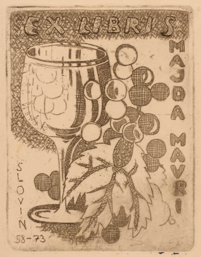 Exlibris by Zoran Vogriricic from Unknown for Majoa Mavri - Wine 