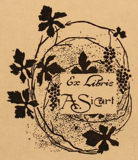 Exlibris by J. Zelin from Unknown for Antoni Sicart - Flora Wine 