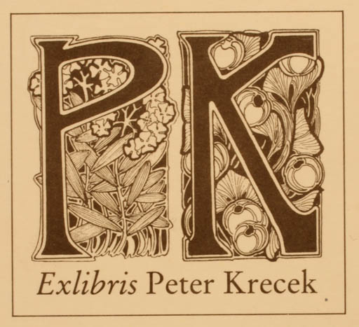 Exlibris by Margarete Driesch-Reifferscheidt from Germany for Peter Krecek - Flora Monogram 