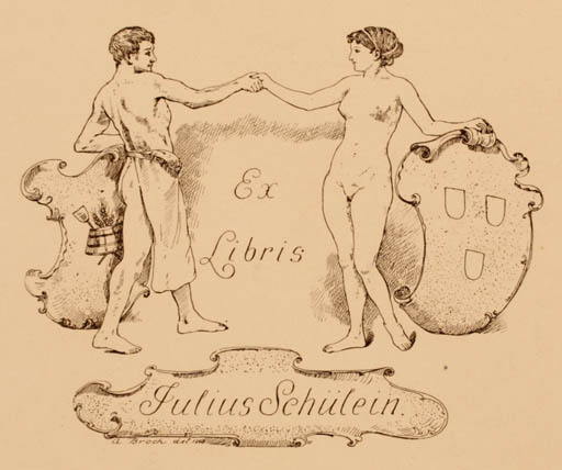 Exlibris by A. Broch from Germany for Julius Schulein - Couple 