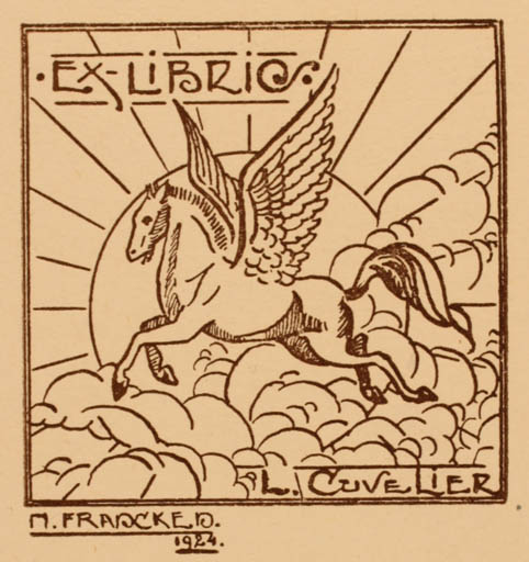 Exlibris by M. Francken from Unknown for L. Cuvelier - Pegasus 
