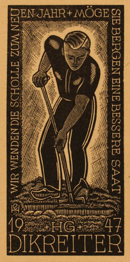 Exlibris by Ernest Huber from France for H. G. Dikreiter - Working 