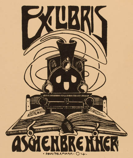 Exlibris by Paul Telemann from Germany for ? Aschenbrenner - Book Train 