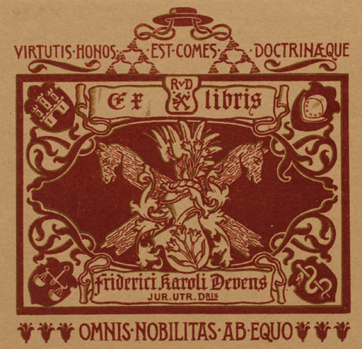 Exlibris by Friderici, Karoli Devens from Unknown for Friderici Karoli Devens - Fauna Heraldry 