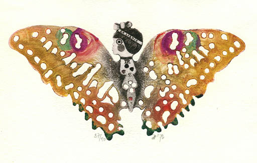 Exlibris by Michaela Lesarova-Roubickova from Czechoslovakia for Inge Rödel - Butterfly 