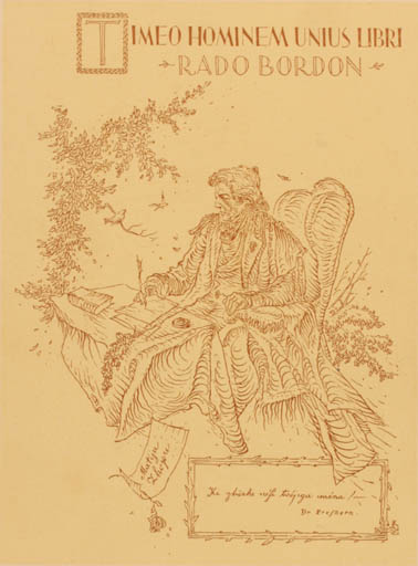 Exlibris by Elo Justin from Unknown for Rado Bordon - 
