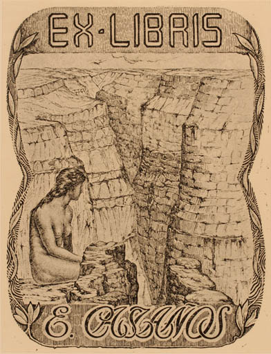 Exlibris by ? Unbekannt from Unknown for E. Castanos - Erotica Scenery/Landscape 