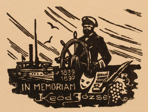 Exlibris by Rakovzy Ferene from Hungary for Jozsef Keod - Maritime 