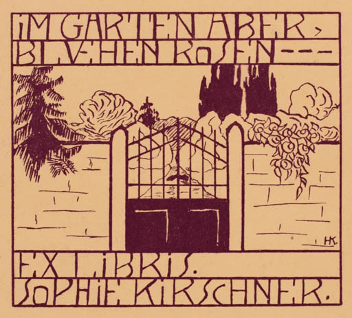 Exlibris by ? H. K. from Germany for Sophie Kirschner - 