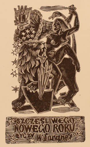 Exlibris by Wiktor Zbigniew Langner from Poland for ? ? - Fauna Woman 