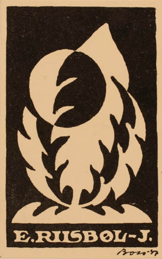 Exlibris by ? ? from Denmark for E. Riisbøl Jensen - Flora 