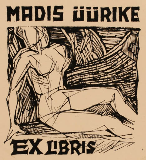 Exlibris by O Puusta from Sweden for Madis Üürike - Woman 